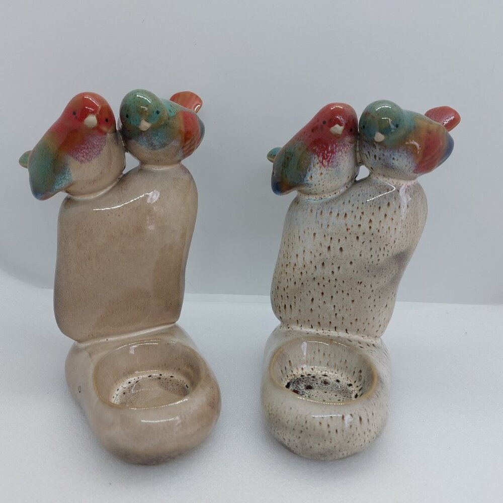 2 Vintage Ceramic / Pottery Speckled Sparrow's Tea Light Candle Trinket Dish
